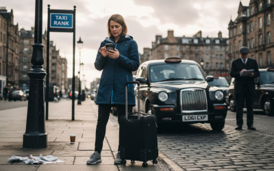 Safe taxi booking workflow in Edinburgh: 90% on-time rides